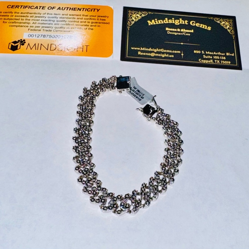 Real Diamond Cuban Link Bracelet, FREE APPRAISAL, Natural Earth Mined Diamonds, - Picture 6 of 8